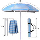 6ft Polyester Cloth Fabric Outdoor Patio Umbrella 3 Sections Steel Pole